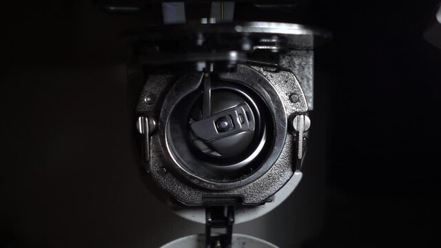 Static shot of a specialistic machine for sewing