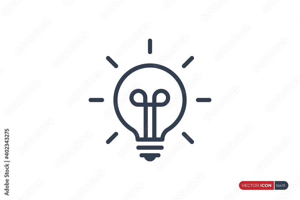 Poster light bulb icon line isolated on white background. ideas logo concept. flat vector icon design templ