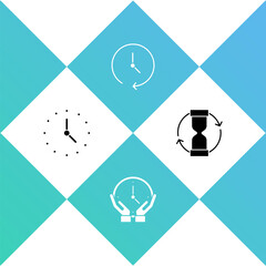 Set Clock, , and Old hourglass icon. Vector.