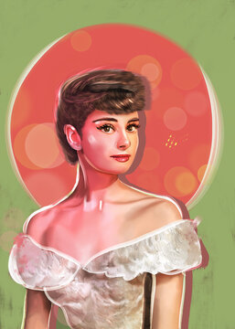 Audrey Hepburn Artwork Fantasy - Short Hair