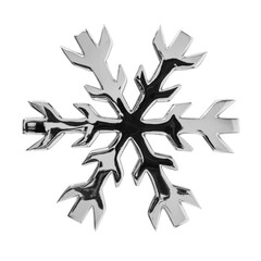Shiny silver metal snowflake isolated on white.