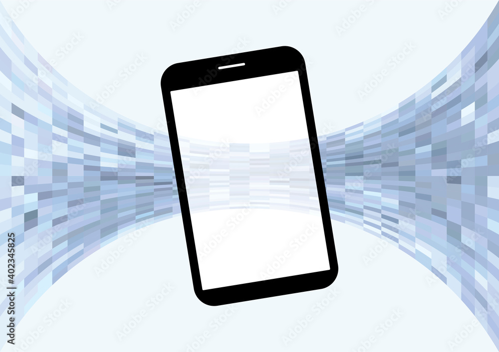 Poster mobile phone isolated on a abstract blue background vector. cellular phone connection vector. smartp