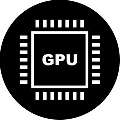 GPU icon sign. Graphics card symbol. White on black background.