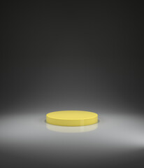 Light grey background and yellow pedestal for products. 3d illustration, 3d rendering. Minimalism abstract. Ultimate gray and illuminating.