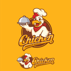 Chicken mascot logo vector. Chicken vector illustration. Organic farm vector logo design
