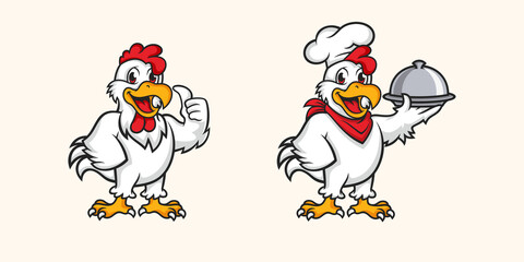Chicken mascot logo vector. Chicken vector illustration. Organic farm vector logo design
