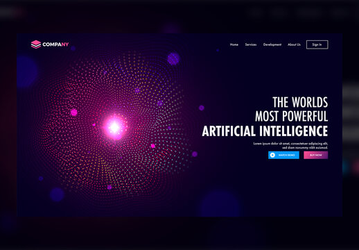 Website Landing Page with Data Rays