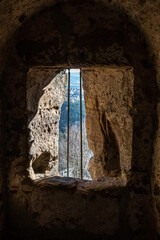 Arrow hole in the big walls of the castle