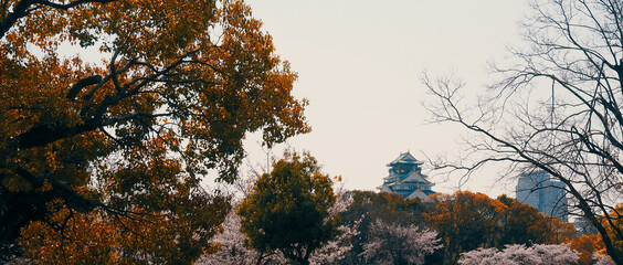 Osaka Castle, a Japanese castle in Chūō-ku, Osaka, Japan.
