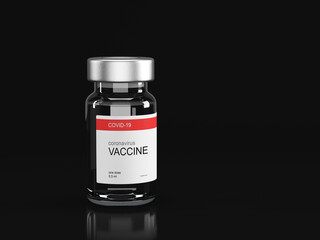 Coronavirus vaccine. Covid vaccine concept Isolated on black background. 3D illustration