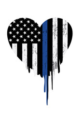 Police Thin Blue Line Support Heart Illustration