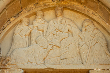 Epiphany, adoration of the wise men, Church of Santiago de Agüero, Agüero, Huesca, Spain