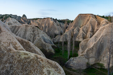 Turkey, Cappadocia, Göreme - 25 April 2019 - The particular geological conformations of Cappadocia