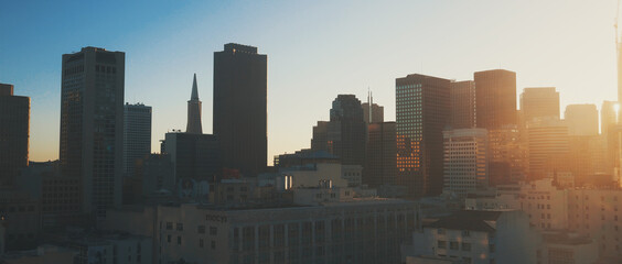 San Francisco cityscape during sunset.