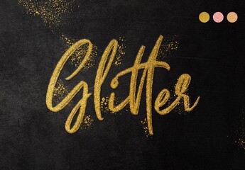 Realistic Glitter Gold Text Effect Mockup