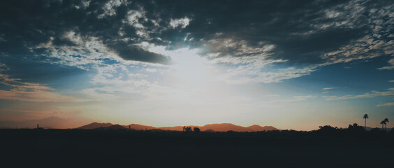 Sunrise panoramic view, southern California