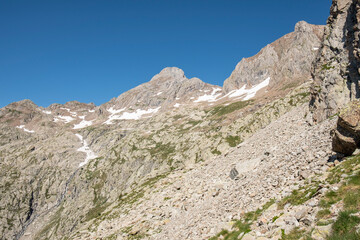 ascent to Garmo Negro peak, Pyrenean mountain range, Huesca, Spain