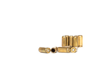 pistol cartridges and casings