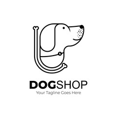 Dog vector illustration with bone.