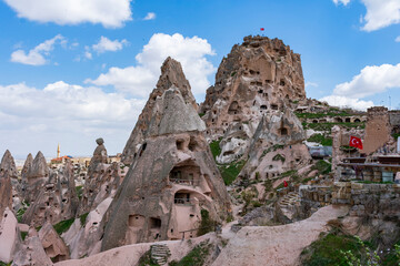 Turkey, Cappadocia, Uçhisar - 25 April 2019 - Fantastic glimpse of Uçhisar in Cappadocia