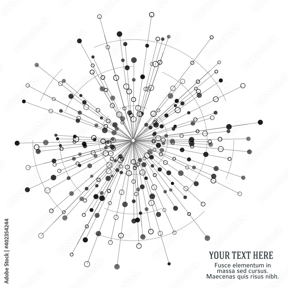 Poster design elements symbol editable icon halftone circle pattern black on white background.