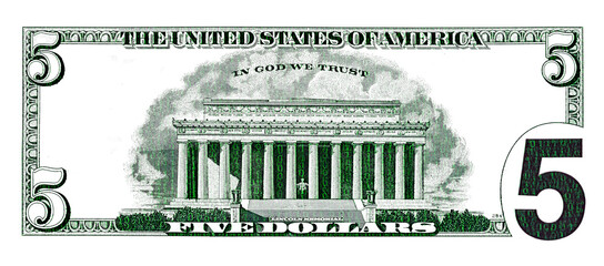 5 dollar bill back side for design purpose