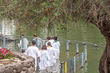 symbolic baptism ceremony, Yardenit, Israel