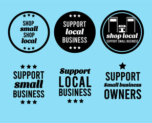 support and shop local small business icons for flyers and stickers
