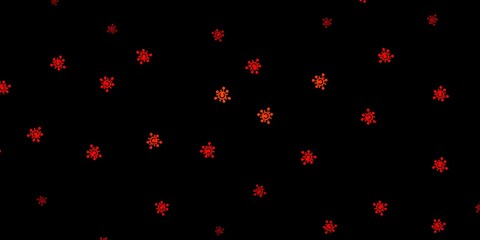 Dark orange vector background with covid-19 symbols.