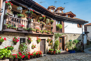 Fototapeta na wymiar traditional stone houses of barcena mayor, Spain