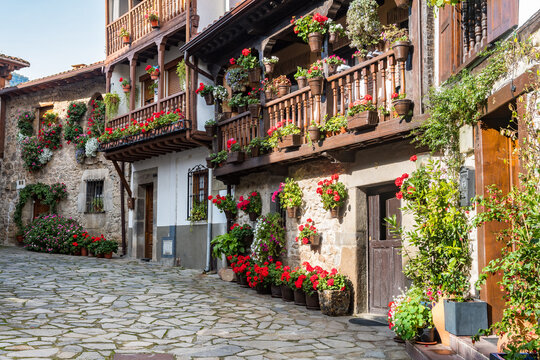 traditional stone houses of barcena mayor, Spain