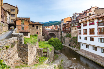 Fototapeta na wymiar views of potes mountain town in the heart of picos de europa, Spain