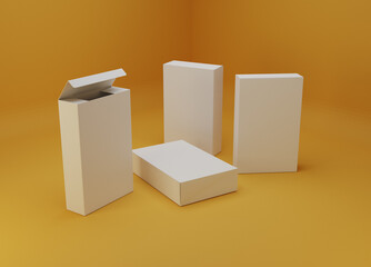 white boxes packaging mockup. 3d illustration