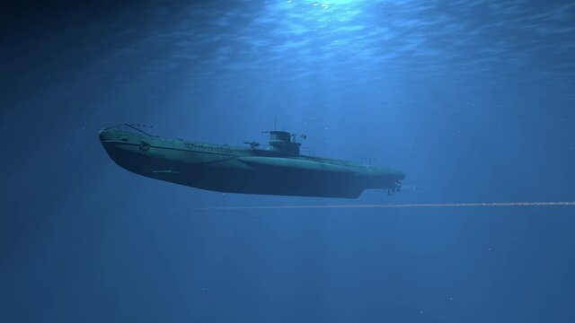 U-Boot unter Wasser mit Torpedobeschuss