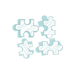 Set of puzzle pieces. Concept of team building, corporate work, connection. Minimalistic flat vector illustration with shapes and textures