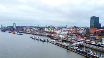 Fototapeta na wymiar Port of Hamburg Germany from above - travel photography