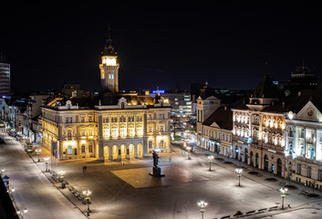 Fototapeta na wymiar Main Square And City Hall Of Novi Sad, Serbia