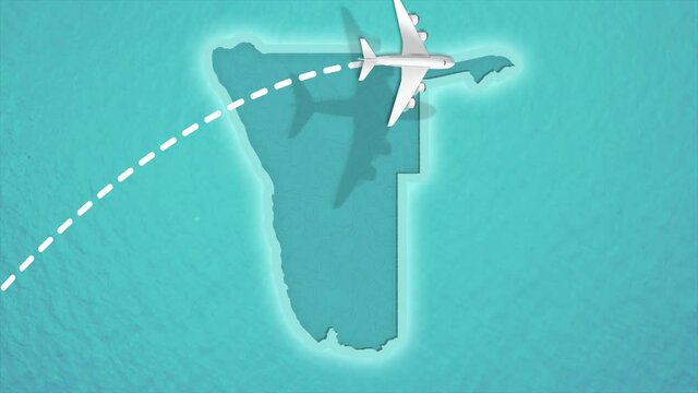 Travel Discover Visit Namibia Airplane Flying over Namibia Map 4K Motion Graphics Animation