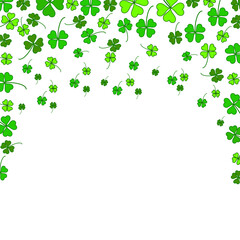 Multicolored green clover on a white background. St. patrick's day pattern. Vector illustration.