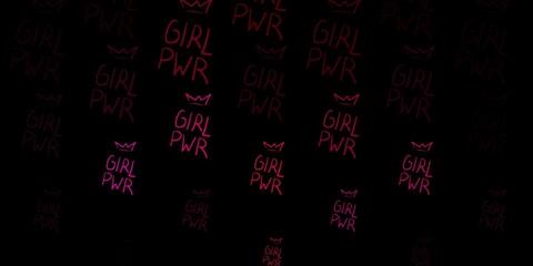 Dark Pink vector texture with women's rights symbols.