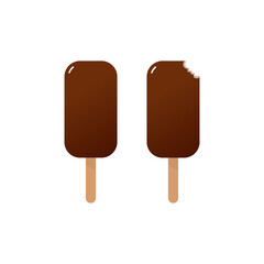 Icon of brown ice cream on stick, chicolate. Vector illustration eps 10