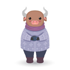 2021 Ox, Bull Year Logo, Poster, Banner Design Element. Happy New Year. Chinese Zodiac Symbol.