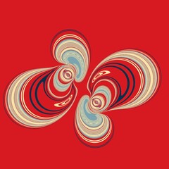 kilt like style in art-deco retro colours of grey beige and red cyclone style design
