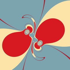 kilt like style in art-deco retro colours of grey beige and red cyclone style design