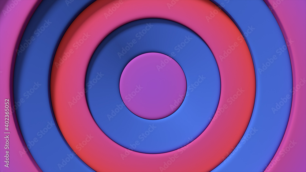 Poster abstract pattern of colorful circles with offset effect. red blue rings. abstract creative backgroun
