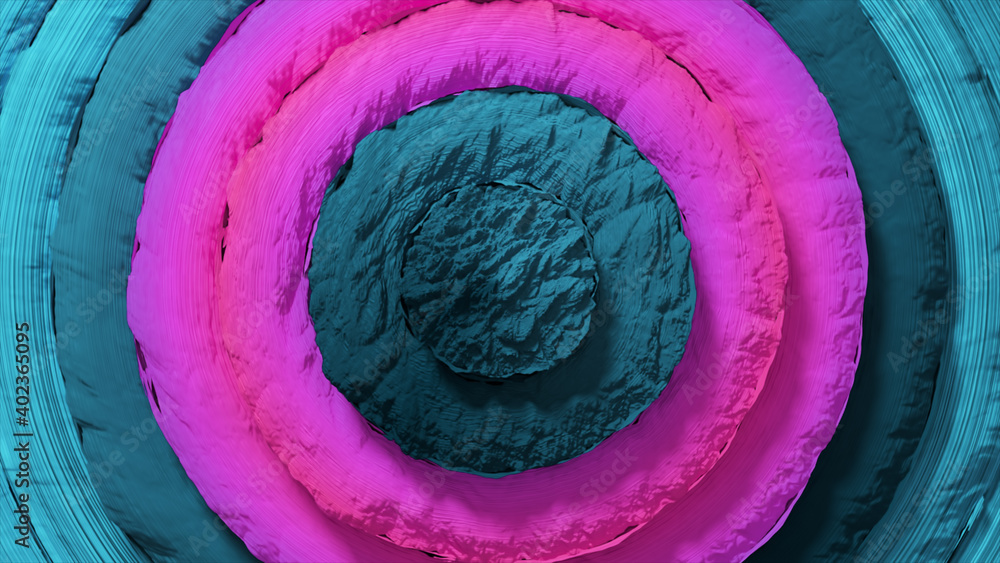 Aufkleber abstract pattern of colorful circles with offset effect. pink blue rings. abstract creative backgrou