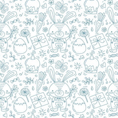 easter bunny pattern in doodle style