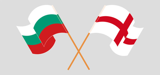 Naklejka premium Crossed and waving flags of Bulgaria and England