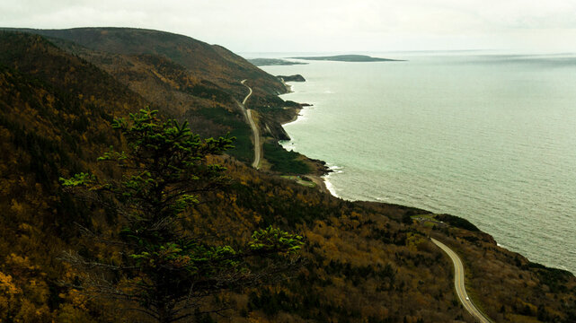 A long view the Caot Trail in Cape Breton Highlands National Park