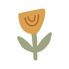 Obraz premium Cute vector simple flowers on boho nursery clipart. Hand drawn doodle illustration. Cartoon kids clipart for baby shower, kids bedroom decor, birthday party or textile of apparel.